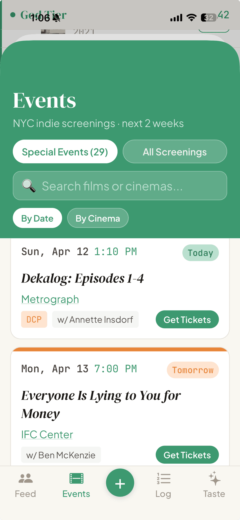 NYC indie screening listings with venues and showtimes